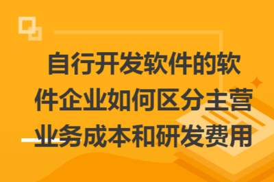 自行开发软件的软件企业如何区分主营业务成本与研发费用——以技术开发及销售为例